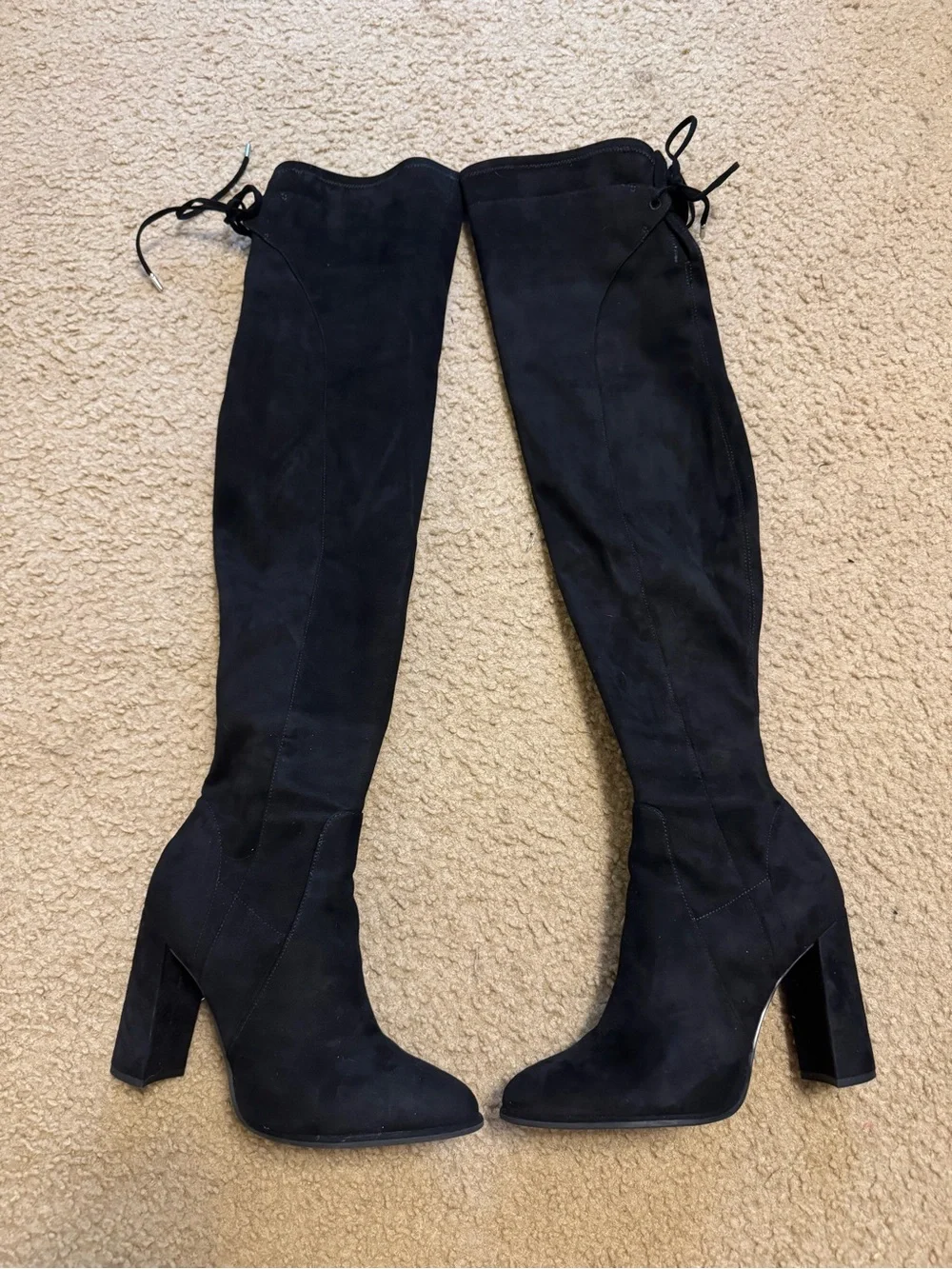 Marc Fisher Neela Black Suede Over The Knee Block Heel Boots Size 7.5